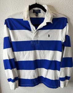 Polo Ralph Lauren Youth Long Sleeve Polo Shirt Blue Striped Boys Size Medium - Picture 1 of 3