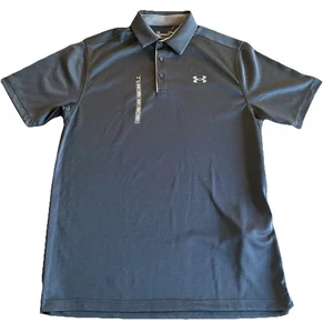 Under Armour Polo Manica Corta Nera Uomo Grande Alta Sciolta Nuova Con Etichette - Foto 1 di 7
