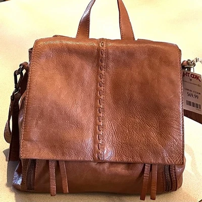NEW Genuine Soft Distressed Leather Convertible Purse Backpack Flap Crossbody - Image 1 of 4