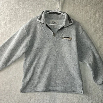 Vintage Artic Image Sweater Unisex S 90s Fleece Pullover Zip Lake Tahoe Aztec - Image 1 of 4