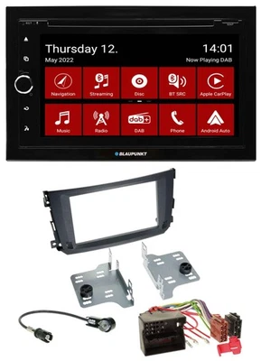 Blaupunkt MP3 DVD Bluetooth DAB 2DIN USB Autoradio für Smart ForTwo 2010-14 Quad - Bild 1 von 4