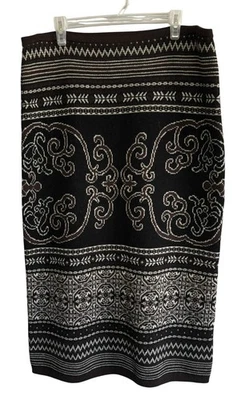 Falda clásica de lana vintage Bloomingdale's XL para mujer negra marrón abstracta Foto 1 de 4