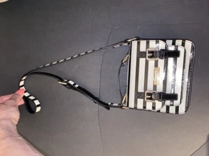 Kate Spade Striped Black And White Purse Small Cute Designer - Picture 1 of 11