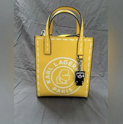 KARL LAGERFELD Nouveau Tote Crossbody Bag Purse W/Key Ring - Yellow - NWT - Image 1 of 4