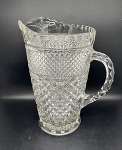 Vintage Anchor Hocking Wexford 64 Unzen großer Krug Glas Rautenmuster - Bild 1 von 9