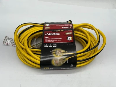 Husky VividFlex 50 ft. 12/3 Heavy Duty Indoor / Outdoor Extension Cord Yellow - Image 1 of 4