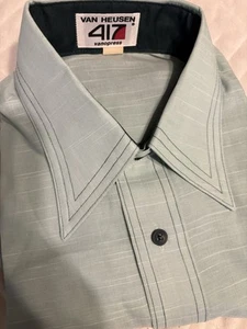 Neu ohne Etikett Vintage selten 70er Van Heusen Vanopress 417 Herren S 15,5 mintgrün SS Hemd - Bild 1 von 9