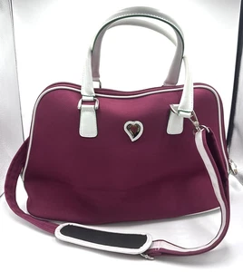 Diane Von Furstenberg Bag Canvas Weekender Large Luggage Duffle Wine - Picture 1 of 19