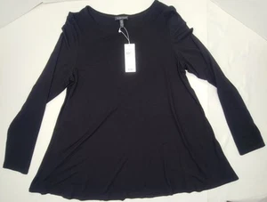 Blusa Eileen Fisher Mujer L Negra Manga Larga Cuello Joya T4073M Viscosa - Imagen 1 de 23