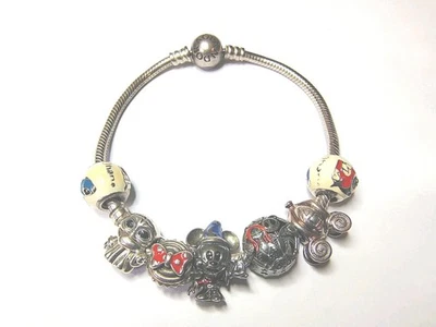 Auténtico Brazalete Pandora Plata de Ley 925 Dije 7.5" Con 7-DIJES (40.2g) Foto 1 de 4