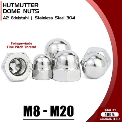Feingewinde Hutmutter M8 M10 M12 M14 M16 M20 DIN1587 hohe Form Muttern Edelstahl - Bild 1 von 4