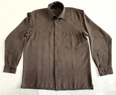 Marc Edwards ~ Men's Long Sleeve Button Up Shirt~ Size Med~ Brown ~ Microfiber   - Image 1 of 4