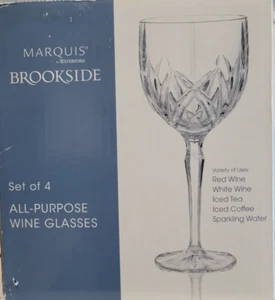 4 Waterford MARQUIS Brookside WINE WATER Goblets Crystal 8.5 Inches Holds 12 ozs - Picture 1 of 7