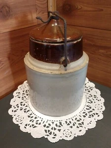 1 FRASCO ANTIGUO DE GRES ENLATADO CON SAL CON TAPA Y BALA DE ALAMBRE - Imagen 1 de 12