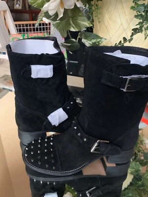 Женские состаренные замшевые байкерские ботинки Kelsi Dagger с заклепками для езды на мотоцикле 7,5 M - Изображение 1 из 4