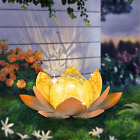 Solar Lights Outdoor Garden, Crackle Globe Glass Lotus Decoration, Waterproof Le