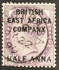 British East Africa 1890, 1/2a. on 1d. deep Purple Stamp Used (SG1)