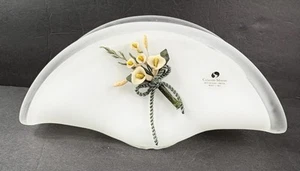 Vintage Silvestri Arte Murano Glass Clear Napkin Holder with Cala Lily Bouquet - Picture 1 of 18