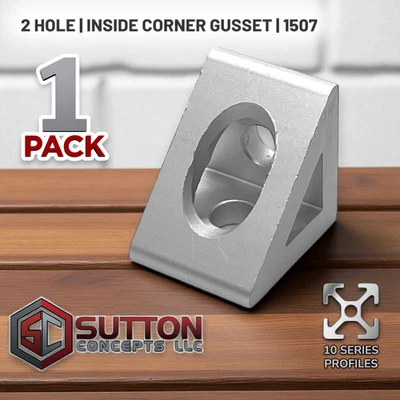 SUTTON CONCEPTS 2 Hole Gusset Inside Corner Bracket | 10 Series Compatible with 80/20 4132