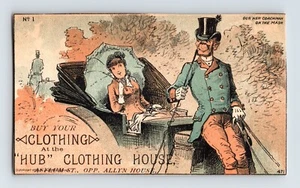 Victorian Trade Card Hub Clothing House Hartford CT 4" x 2.5" - Picture 1 of 2