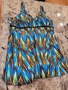 Septangle One Piece Swimdress Slimming Tummy Control Shaping Swimsuit Size 24 - Picture 1 of 11