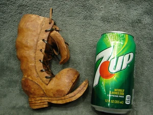 Vtg Hand Carved Wood Boot Western Cowboy Wooden Pipe Stand Man Cave Odd Folk Art - Picture 1 of 22
