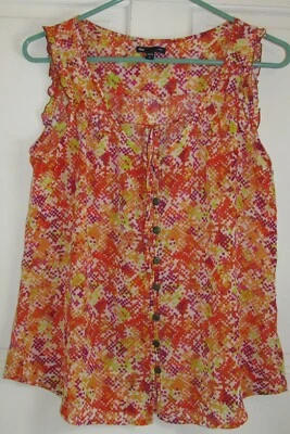 Gap Women's Multicolor Abstract Print Semi Sheer Sleeveless Blouse Size M - Image 1 of 4