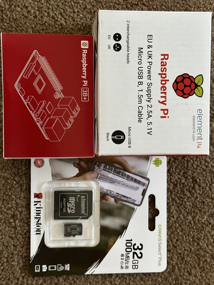 Raspberry Pi 3 Model B+ 1.4GHz 1GB RAM, Kit With 5.1V 2.5A PSU & 32GB SD - Image 1 of 1