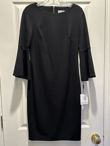 Neu Calvin Klein Kleid Größe 6 schwarz Etui 3/4 Ärmel Macy's neu mit Etikett UVP $ 89,98 - Bild 1 von 3