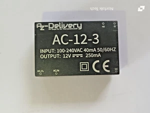 Az Delivery Mini Power Supply Unit AC-12-3 100-240v AC to 12v DC 3W max. - Picture 1 of 6