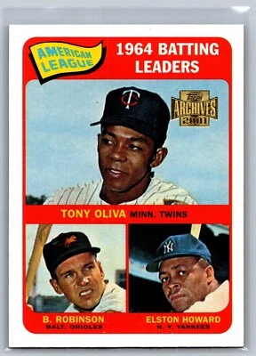 2001 TOPPS ARCHIVES BASEBALL 209 1964 BATTING LEADERS OLIVA /ROBINSON /HOWARD - Image 1 of 2