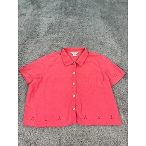 John Paul Richards Top Womens 2X Pink Linen Blouse Uniform Shirt Boho Vtg Y2K - Picture 1 of 8