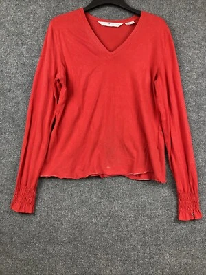 Camisa Tommy Hilfiger Feminina Manga Longa Manga Cinch Vermelha e Costas Decote V - Imagem 1 de 4