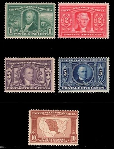 MOMEN: US STAMPS #323-327 MINT OG H/2NH(2c,5c) LOT #84164* - Picture 1 of 2