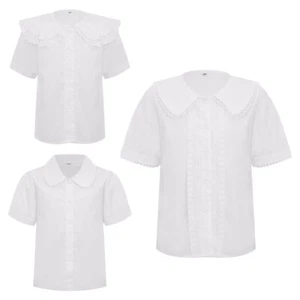 Kids Girls Shirts Travel Blouse Cotton Shirt Summer T-shirt Vacation Top Party - Picture 1 of 35