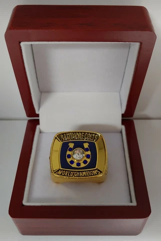 Johnny Unitas - 1970 Baltimore Colts Super Bowl Ring With Wooden Display Box Cover