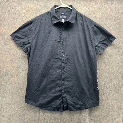 Armani Jeans Shirt Mens Extra Large Blue Navy Button Down Preppy Short Sleeve XL - Image 1 of 4