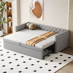 Polsterbett Daybett Tagesbett Ausziehbett Schlafsofa, 90/180x200 cm, Lattenrost - Bild 1 von 10
