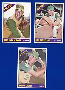 LOTE DE 3 ATLETISMO 1966 TOPPS #366 WAYNE CAUSEY KEN HARRELSON JIM DICKSON EN MUY BUEN ESTADO - Imagen 1 de 2