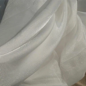Glitter Chiffon Fabric Translucent Mesh Solid Cloth Craft Dress By Metre - Picture 1 of 11