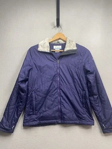 Columbia Jacket Interchange Quilted Women’s Purple Sz Medium Faux Fur Collar - Picture 1 of 6