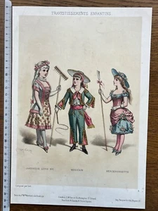 Druck 19. Jh. / Lithographie Theater / Maskenbälle / Kostüm / Kinder - 29x20cm - Bild 1 von 2