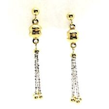 14k 2 Tone Dangling Beads Earrings