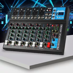 7 Channel Bluetooth Mixer DJ Live Studio Audio Mixer USB Console Amplifier AUX - Picture 1 of 19