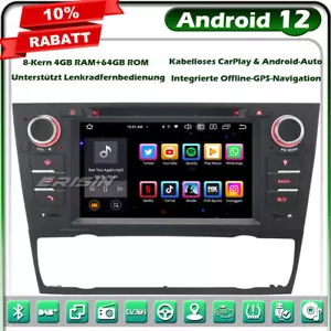 8-Kern 64GB Android 13 Autoradio GPS Navi BMW 3er E90 E91 E92 E93 DAB+DVD BT 5.0 - Bild 1 von 12