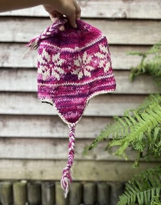Unisex Wool Hat With Ear Flap For Winter Nepal Hippie trekking Hat - Picture 1 of 4
