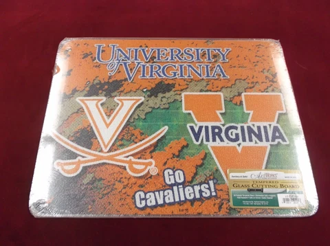 New Tempered Glass University of Virginia Cavaliers Logos Cutting Board 11.5x15 Cover