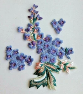 Lilac Flowers Set Handmade Sew-On Embroidered Patch - Picture 1 of 5