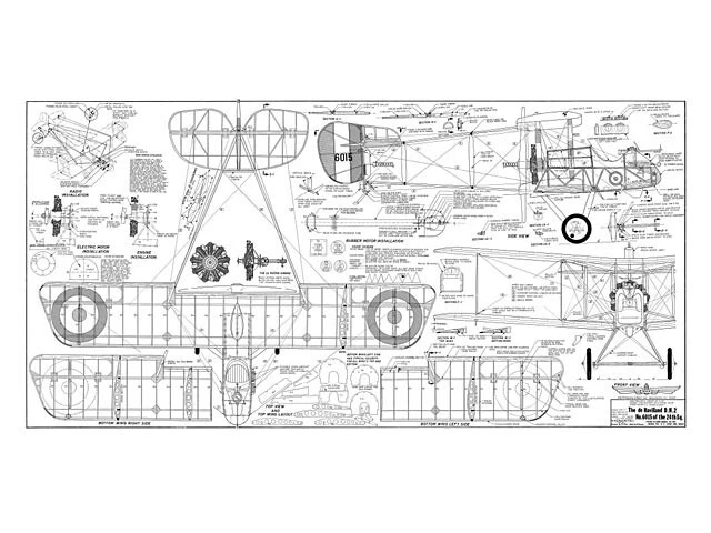 DH 2 F/F Rubber 43" Wingspan RC Model Airplane Printed Plans & Templates - Image 1 of 1