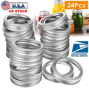 24pcs Regular Mouth Canning Lids Bands Split-Type Leak-proof for Mason Jar Lids - Picture 1 of 7